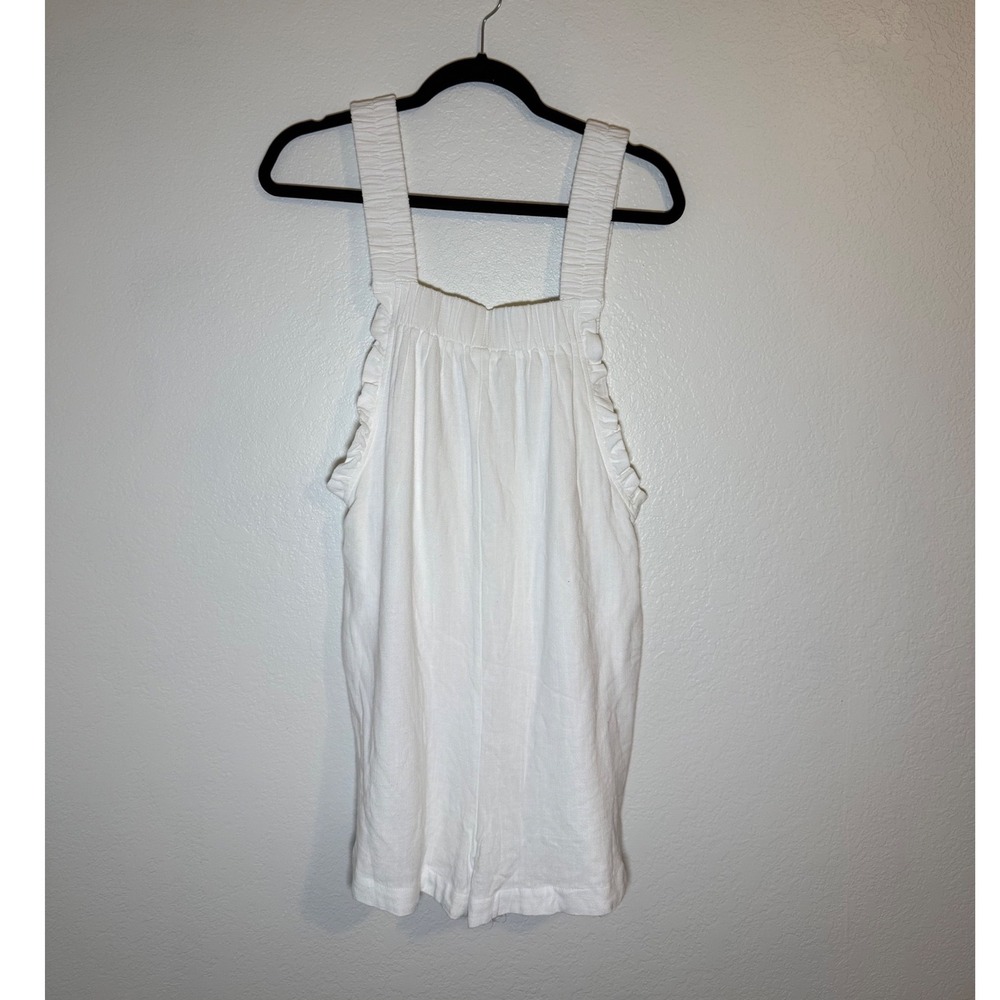 Peach Love Women's White Tank Top Romper with Ruffles Size M